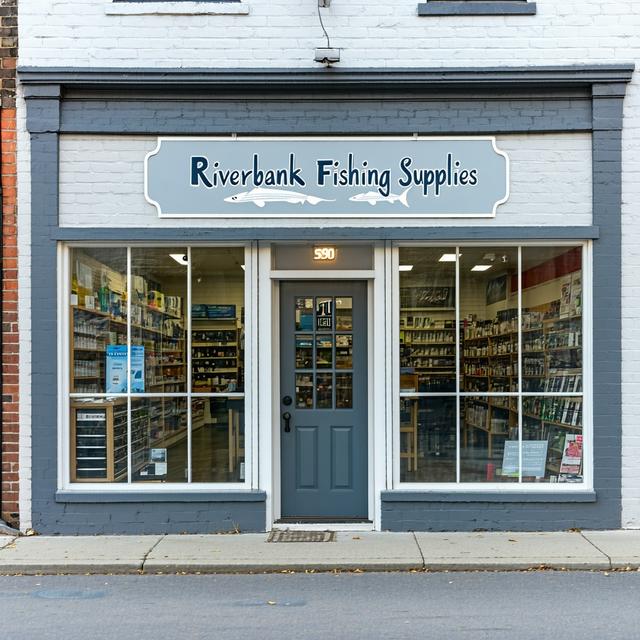 Exterior of Riverbank Fishing Supplies store