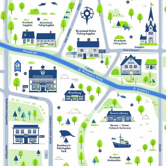Map showing location of Riverbank Fishing Supplies in York