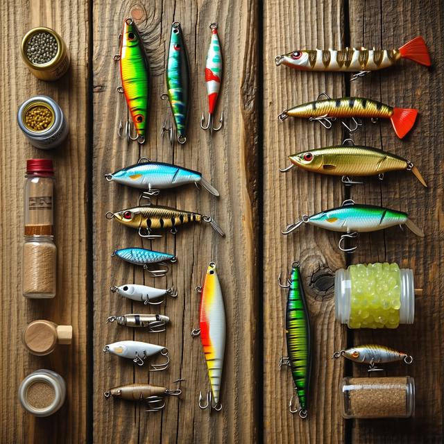 Selection of freshwater bait and tackle