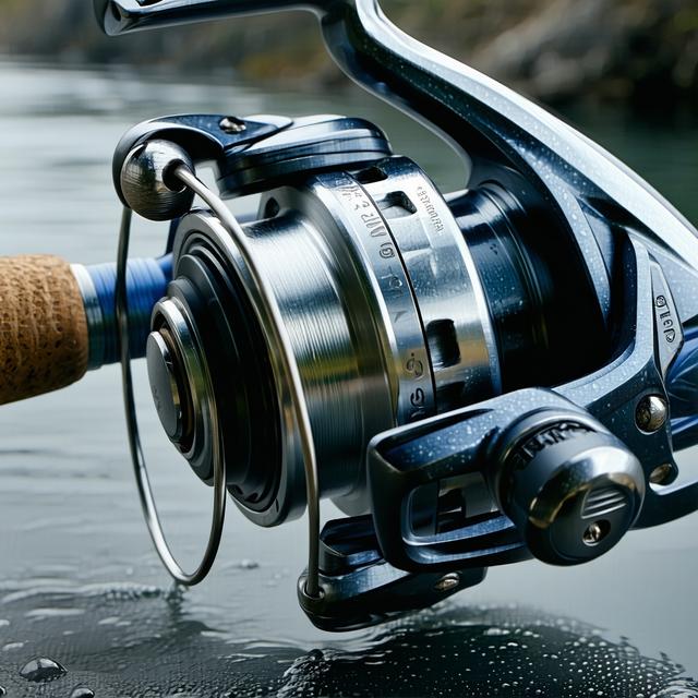 Heavy-duty sea fishing reel close-up