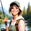 Lucy holding a fly rod